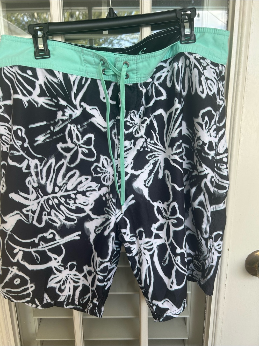 O'Neill Black Board Shorts with Mint Logo